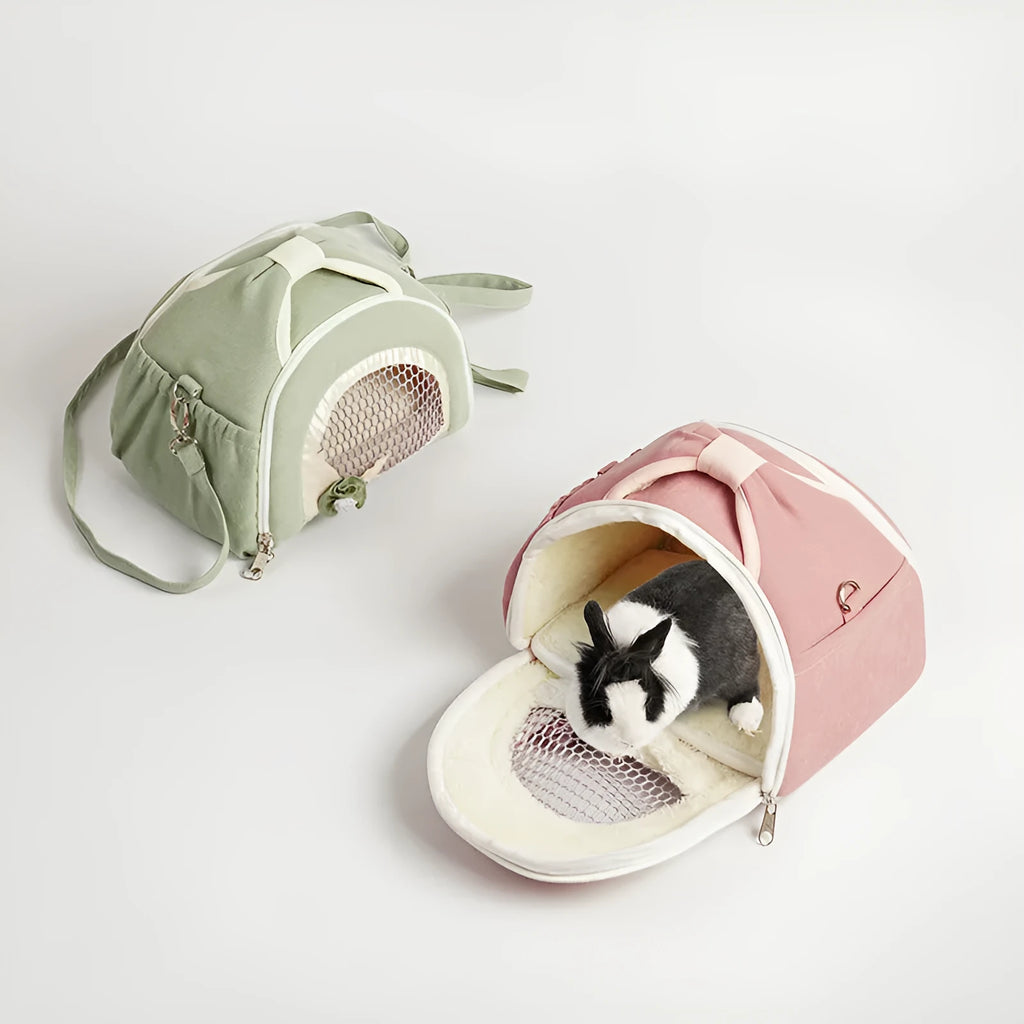 Hamster breathable crossbody handbag in rubber powder colour made of mesh and elastic fabric