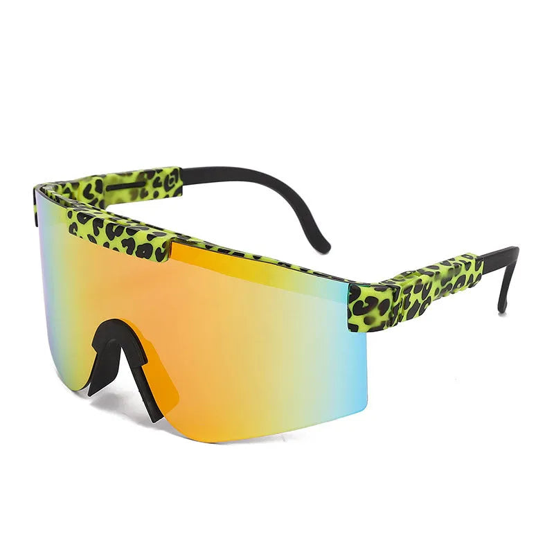 Cycling outdoor sports sunglasses with colourful coating, semi-rimless polycarbonate frame, windproof style, multiple frame colours