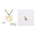Stainless steel necklace with a cross chain and a single pendant in gold colour.