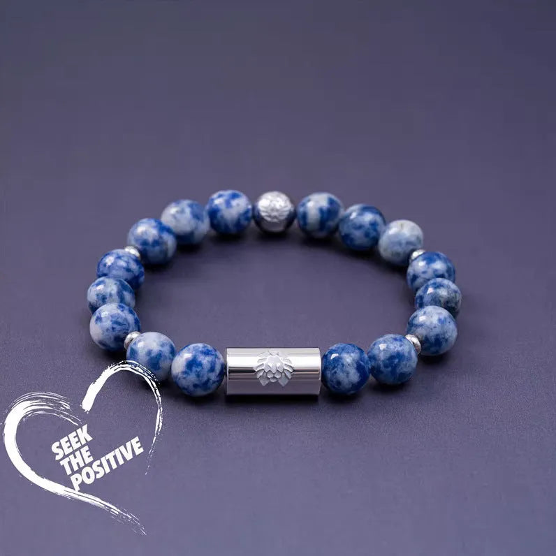 Unisex ethnic style Bodhi seed bracelet with geometric design in Black and White Qiankun colours