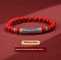Handmade cinnabar bracelet with purple gold sand beads in a unisex national style design.