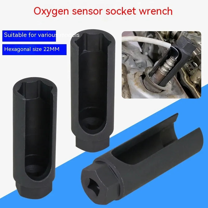 Black Japanese style oxygen sensor sleeve for 22mm automotive sensors in chromium vanadium steel