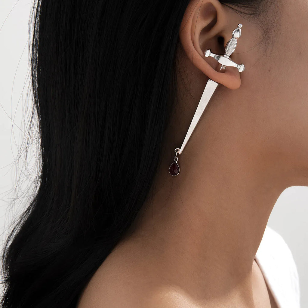Trendy hip hop cross earrings for women – alloy electroplated with artificial gems, gold or silver colour