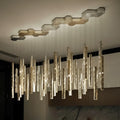 Carved hollow tube bar chandelier LED aluminium alloy gold colour 6 heads