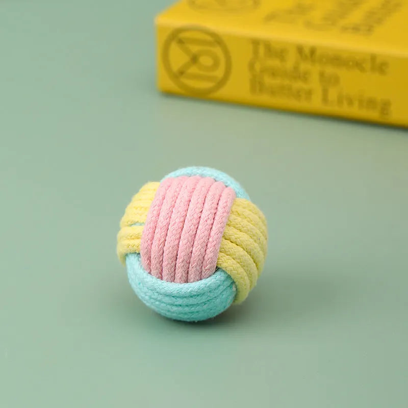 Handmade cotton plush cat hair ball toy for teeth grinding and interactive play