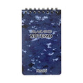 Waterproof spiral-bound office notepad in camouflage colour, showing PP cover and stone paper pages.