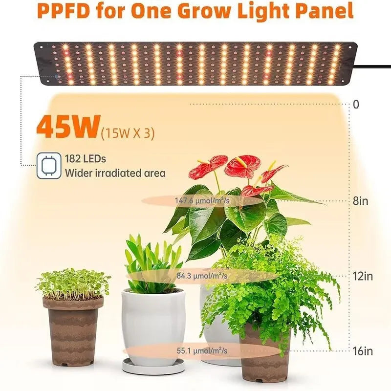 LED full spectrum plant growth lamp with 546 LED beads, warm pink light, aluminium shell, dimming and timing
