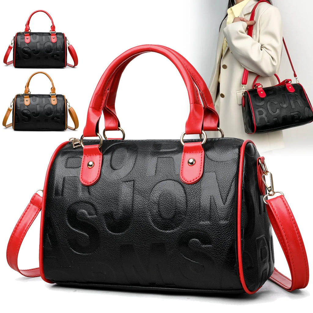 Brown cylindrical crossbody bag with three adjustable shoulder straps showing leather-like PU material texture
