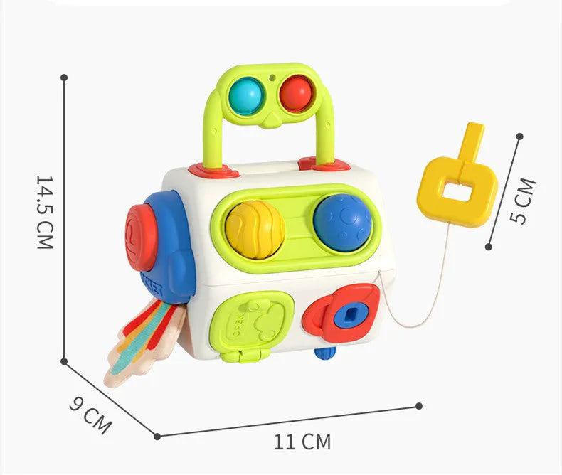 9 in 1 busy cube Montessori sensory toy for toddlers, eight-sided ball design, plastic educational fidget board