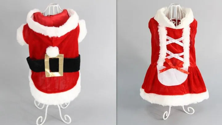 Red plaid acrylic skirt and vest set for small dogs, Christmas pet clothing, sizes XXS to L