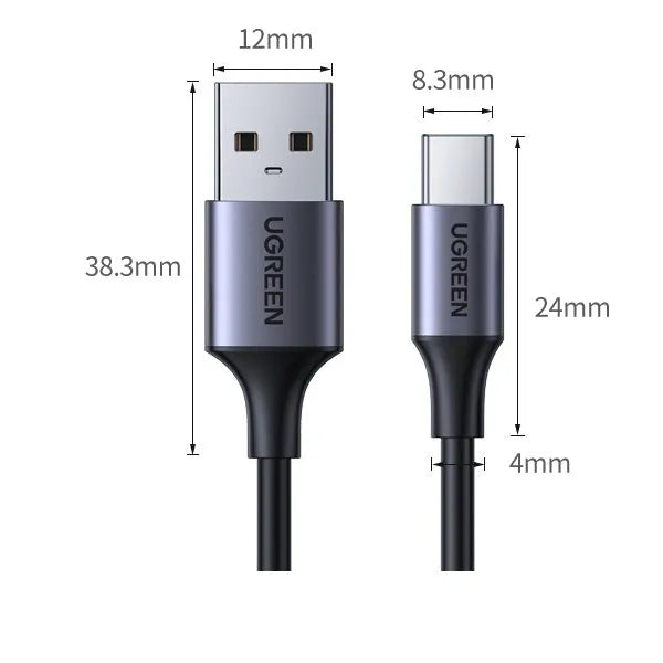 Black Lvlian 1 metre mobile phone charging and data cable with straight connectors.