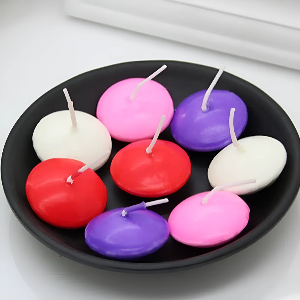 Ivory white floating candles in cylindrical shape, pack of 10 for wedding celebrations