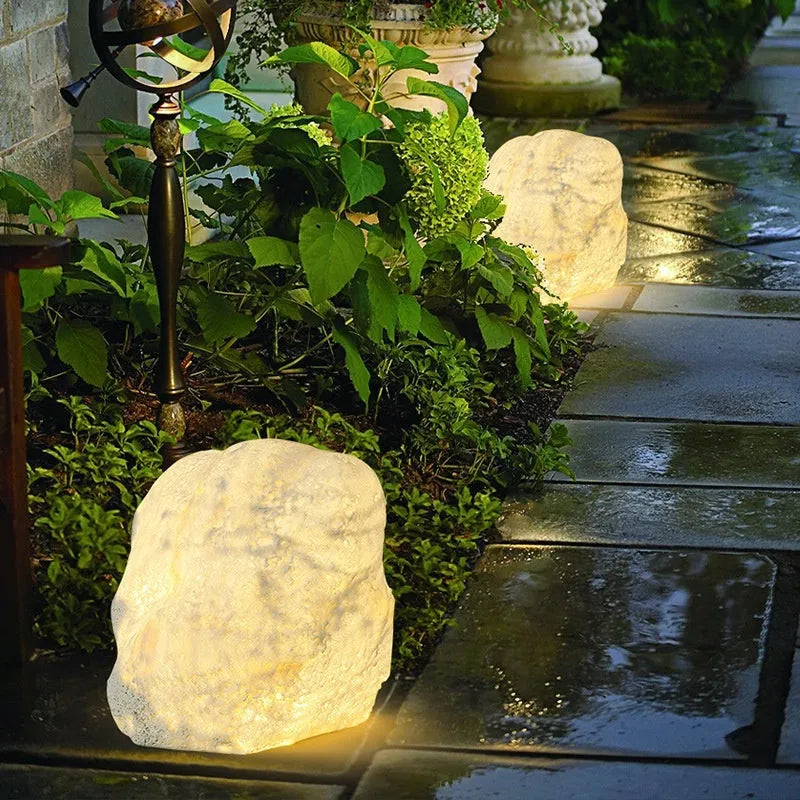 Outdoor stone resin floor lamp with warm light, IP65 waterproof, Model A 30x40cm
