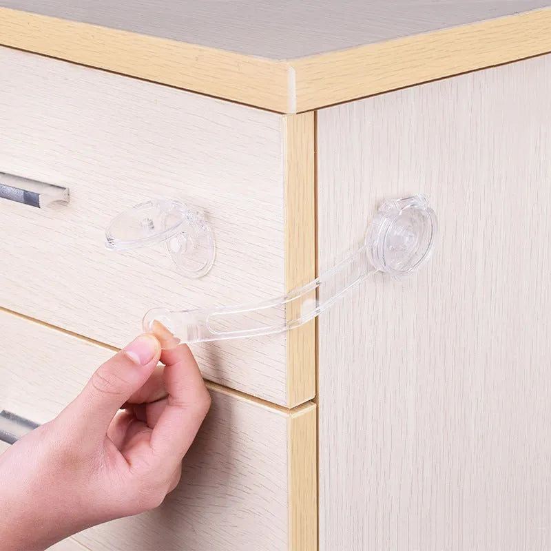 Transparent circular multi functional child safety lock for cabinets drawers and doors anti pinch hand protection