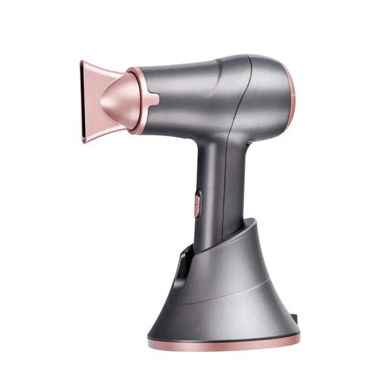 Wireless hair dryer in gray with two speed buttons and UK plug, for dormitory or outdoor use