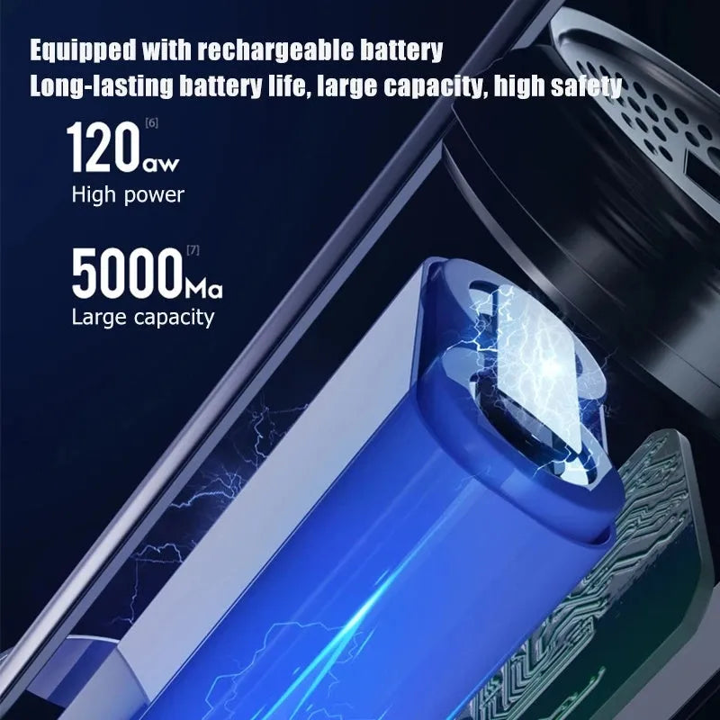 Wireless rechargeable car vacuum cleaner with 8000pa suction, ABS body, brush and long nozzle accessories