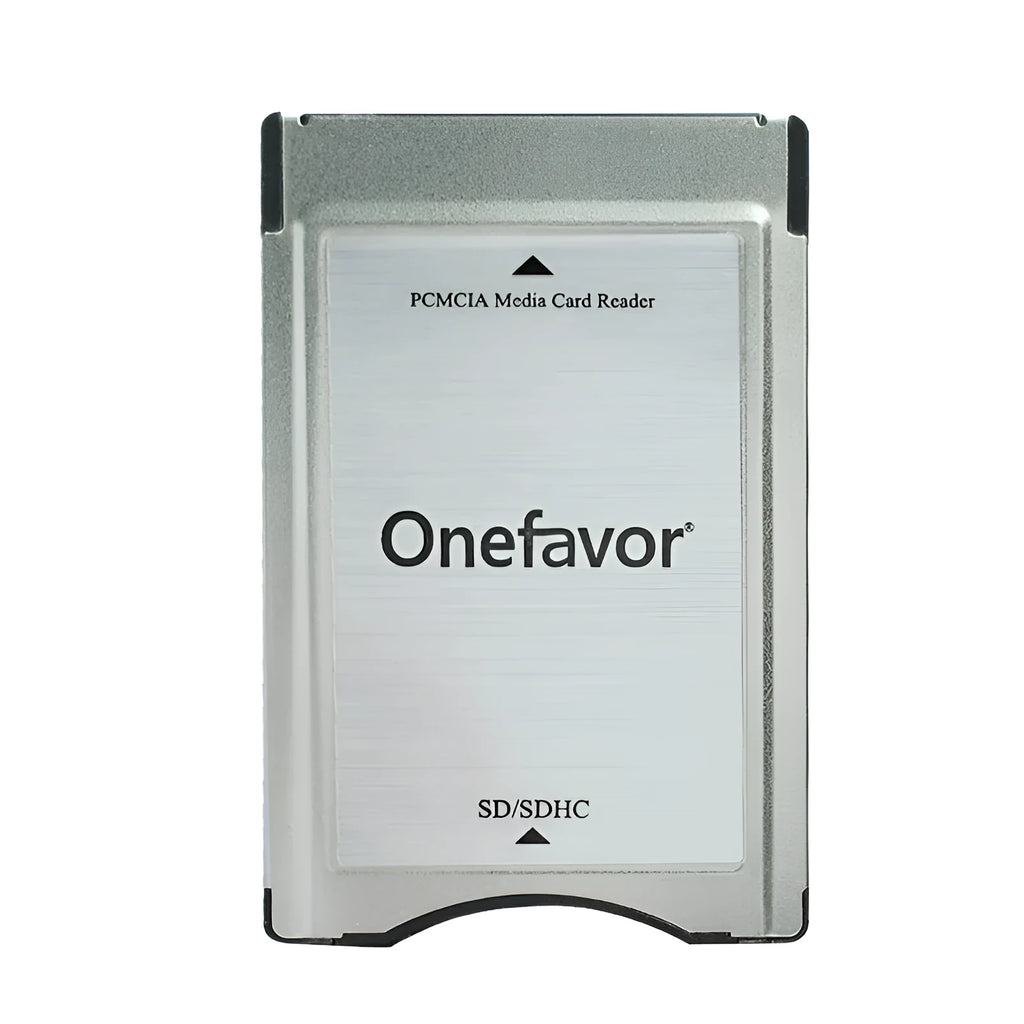 Stainless steel SD to PCMCIA adapter card with included 32GB SD card for Mercedes-Benz and laptops.