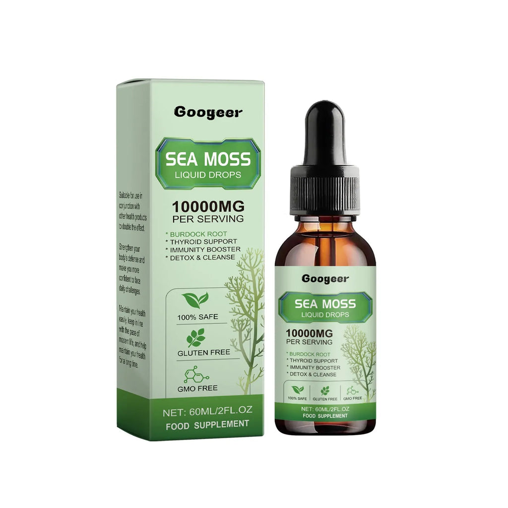 Sea Moss Liquid Drops 60ml body treatment serum in 3.3x3.3x12cm bottle