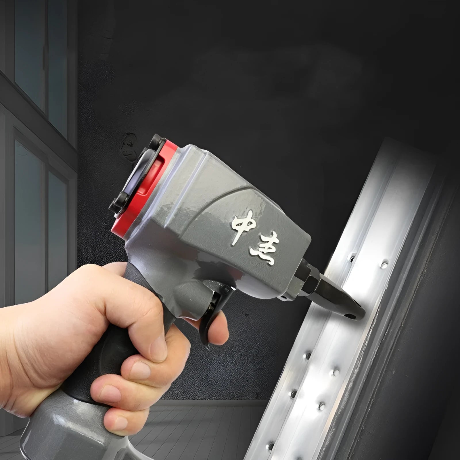 DK30 model pneumatic metal sheet punching nail gun for fabric and leather work.