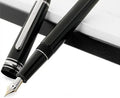 Two-colour nib iridium fountain pen with glossy resin metal barrel and black clip