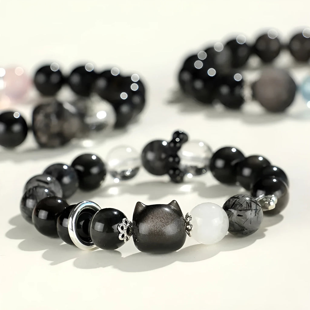 Women's silver stone crystal bracelet with fox charm and electroplated finish