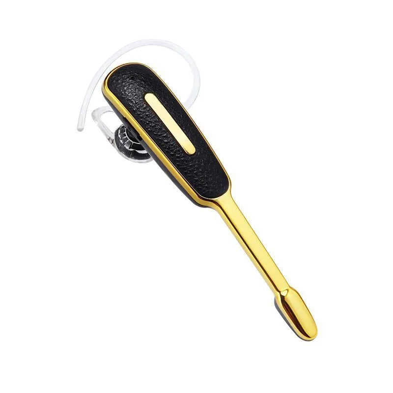 Bluetooth headset with leather pattern strip, mono earplug style, in Black Silver colour