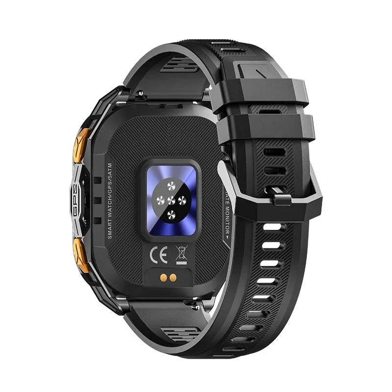 X5 Smart Watch with AMOLED screen, Bluetooth calling, and health monitoring features in black