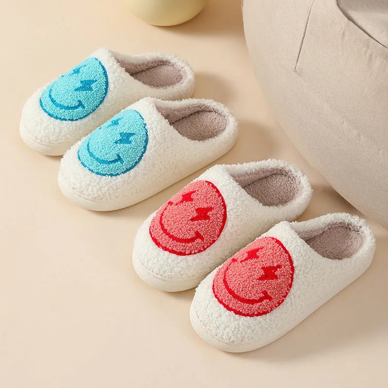 Women's cartoon love style plush slippers with non-slip PVC soles in multiple colour options