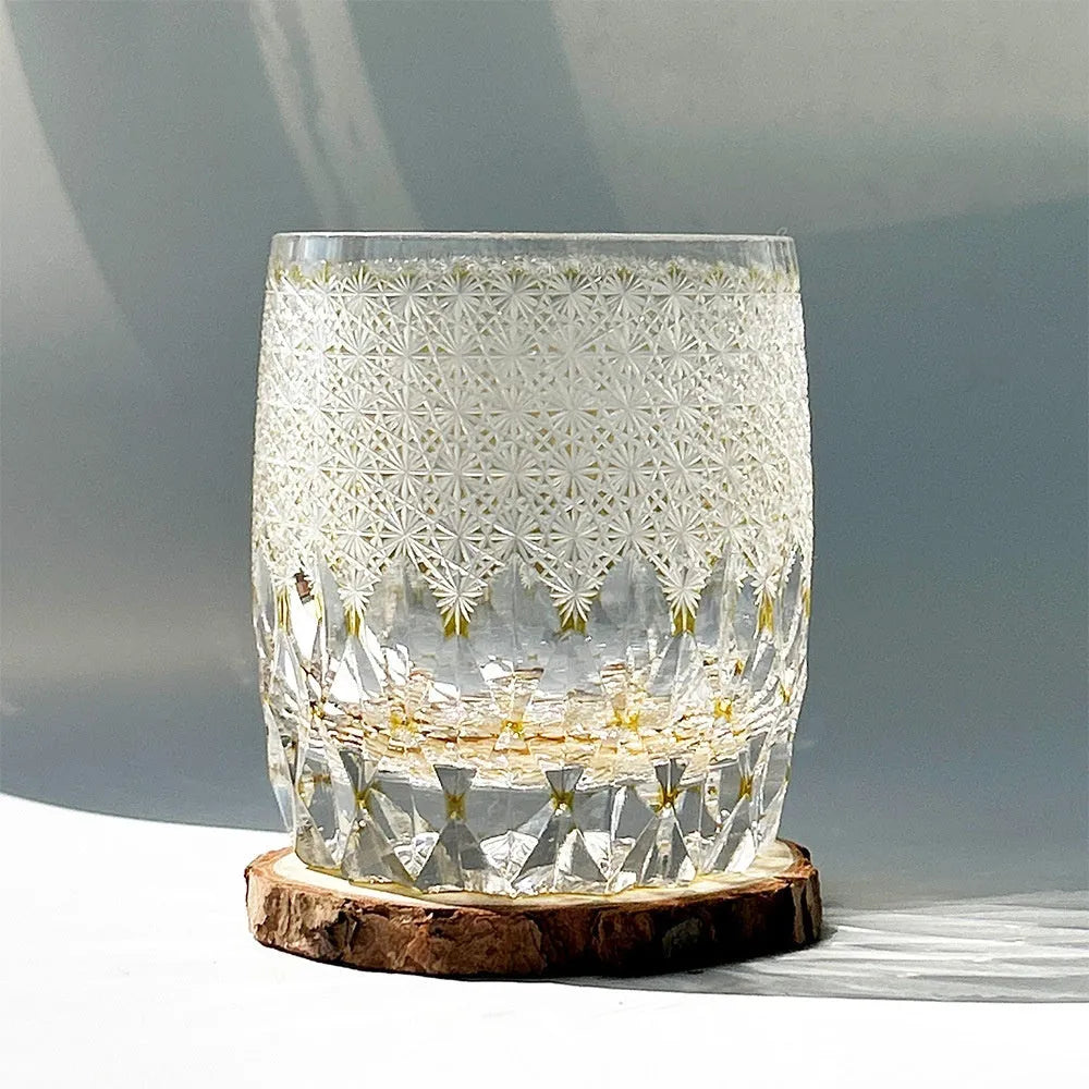 Japanese-style Jianghu cut crystal glass wine glass with retro design, 301-400ml capacity