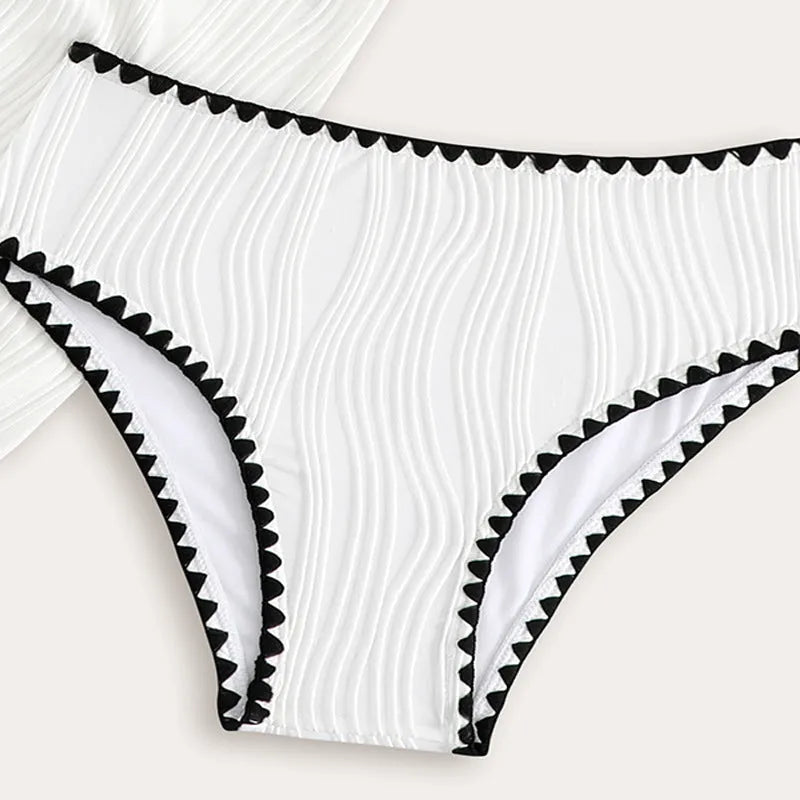 Girls white three-piece solid colour swimsuit set top pants and skirt for beach pool ages 8 to 12