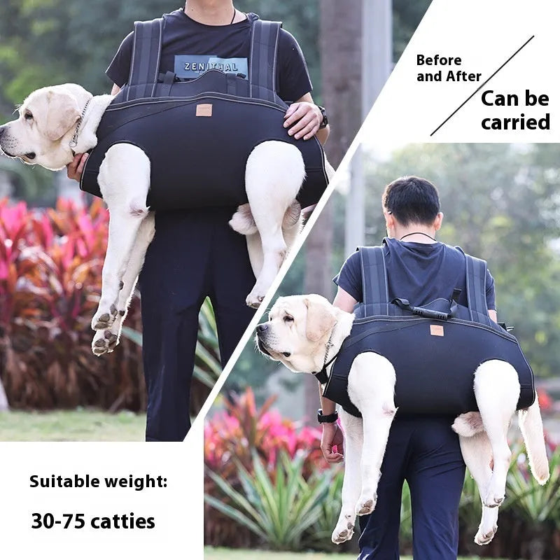 Black Oxford cloth dog backpack for medium and large pets in XL 2XL 3XL sizing options