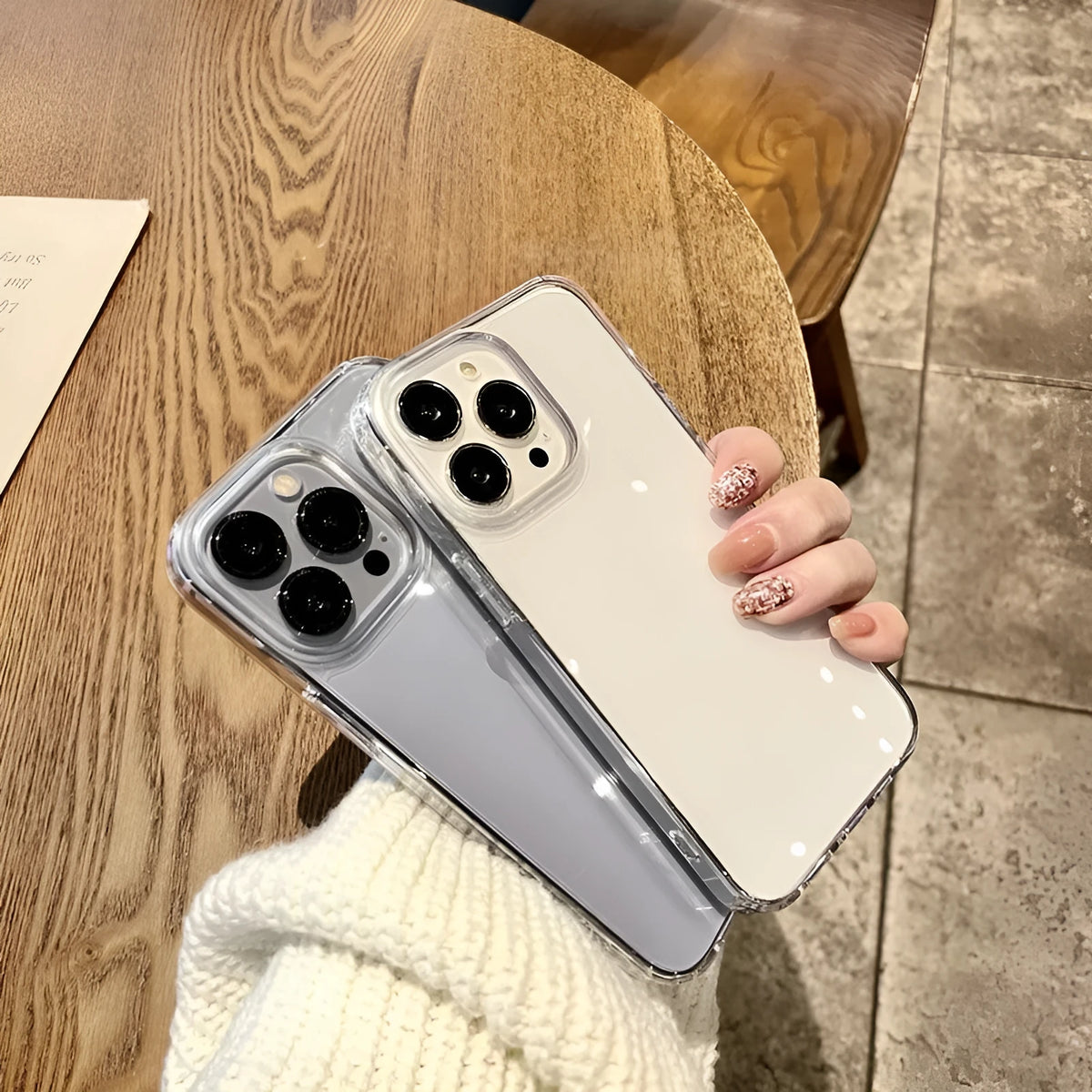 Transparent acrylic TPU PC phone back cover for iPhone and Samsung with inner airbag
