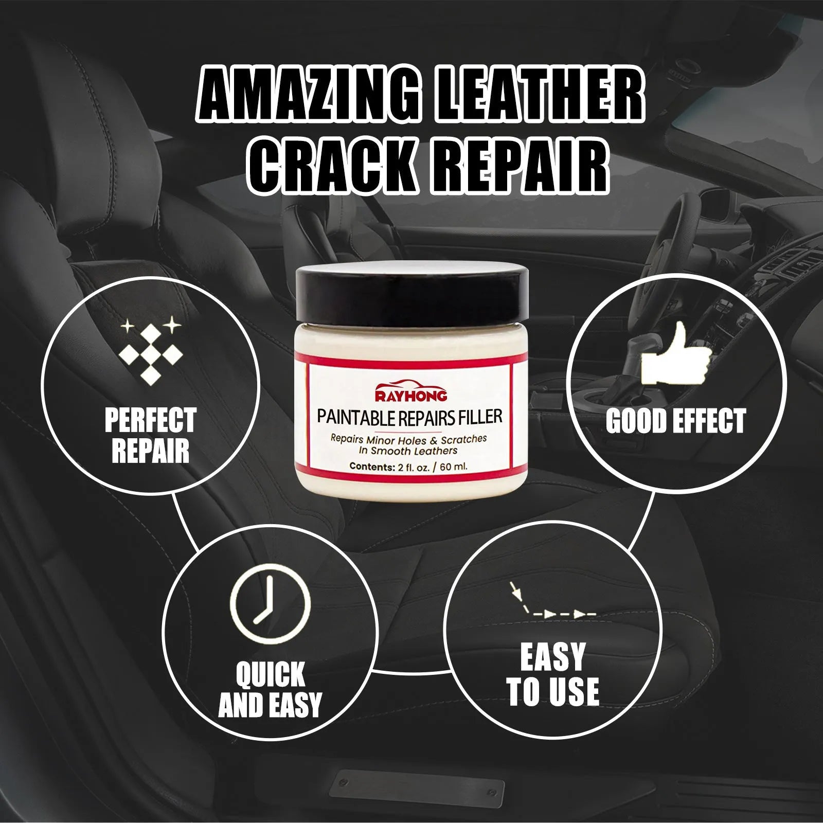 60ml leather repair paste tube for car seats and sofa surface restoration