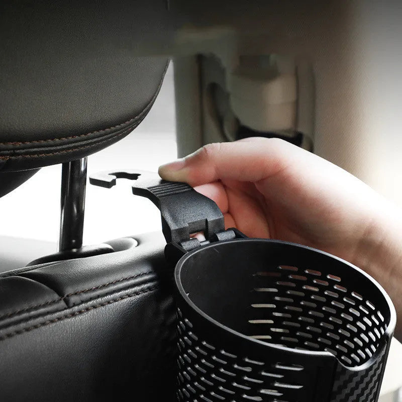 Black TPR multifunctional car cup holder rack attached to chair back with cup
