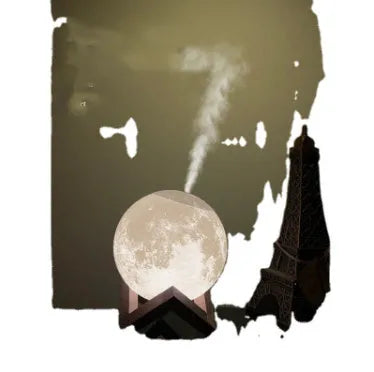 Wood set lunar-shaped humidifier and night light with 13cm diameter ball and USB charging cable
