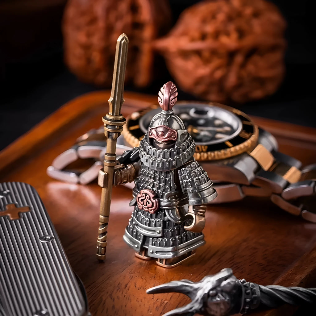 Brass hand piece metal table decoration with copper old finish, national style robot model ornament