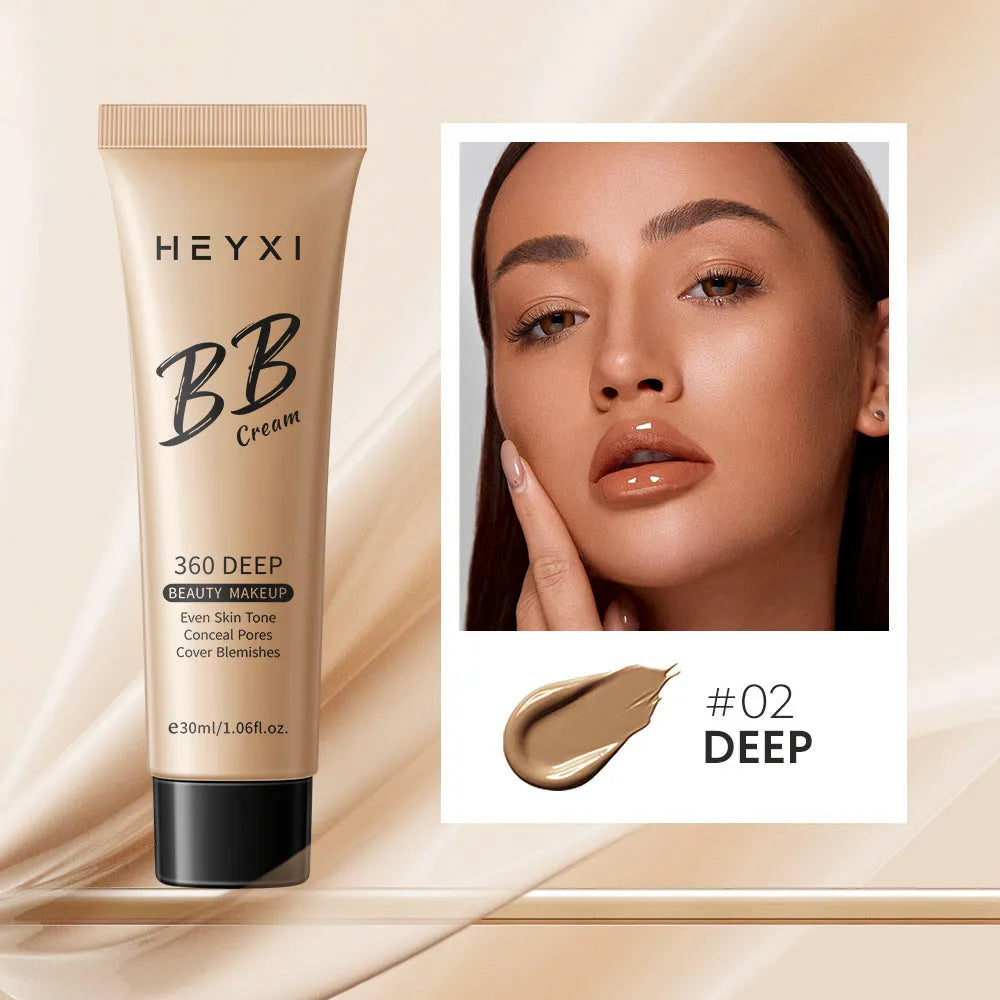 Waterproof sweat-proof BB cream bottle in one of four shades: 01, 02, 03, or 04.