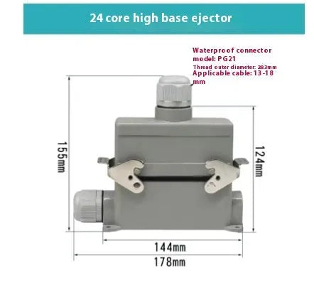 Rectangular hot runner plug heavy load connector core HDC-HE-006-1-6 with copper silver plated contacts
