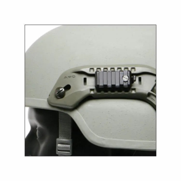 Tactical helmet guide rail slider accessories in 20mm PA, shown in black, sand and army green