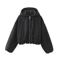 Women's casual suede hooded jacket in black or white colour options