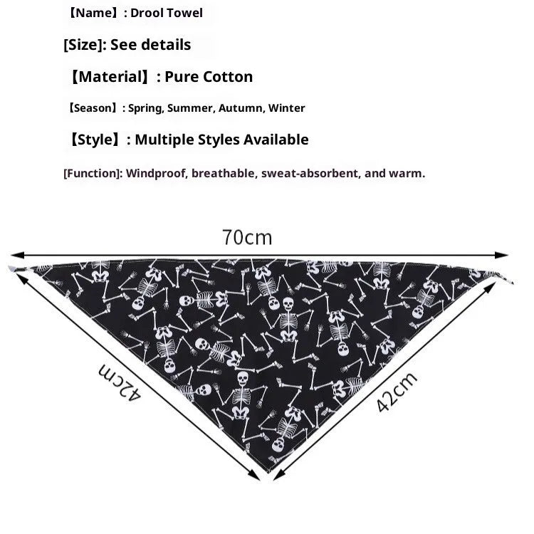 Halloween themed nylon pet scarf with cartoon print available in cutting and folding sizes for dogs and cats