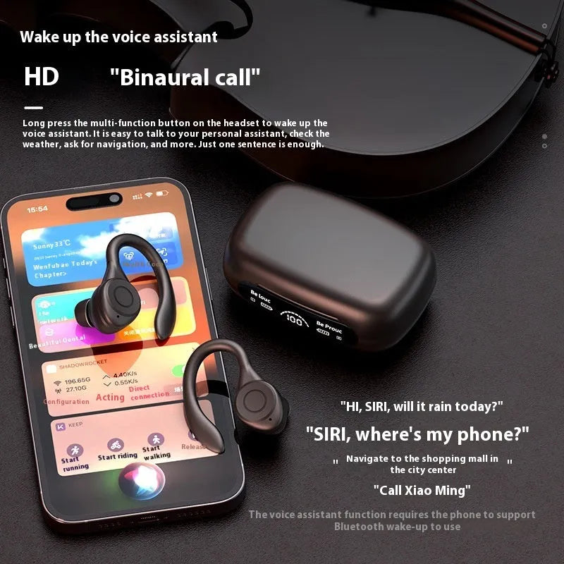 Y7 wireless Bluetooth headset ear-mounted for sports running in black with digital display