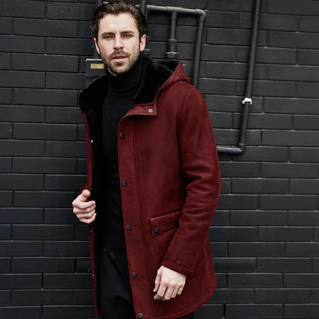 Men's casual fleece hooded jacket in solid suede fabric, available in black, red, brown, gray, sizes M to 4XL