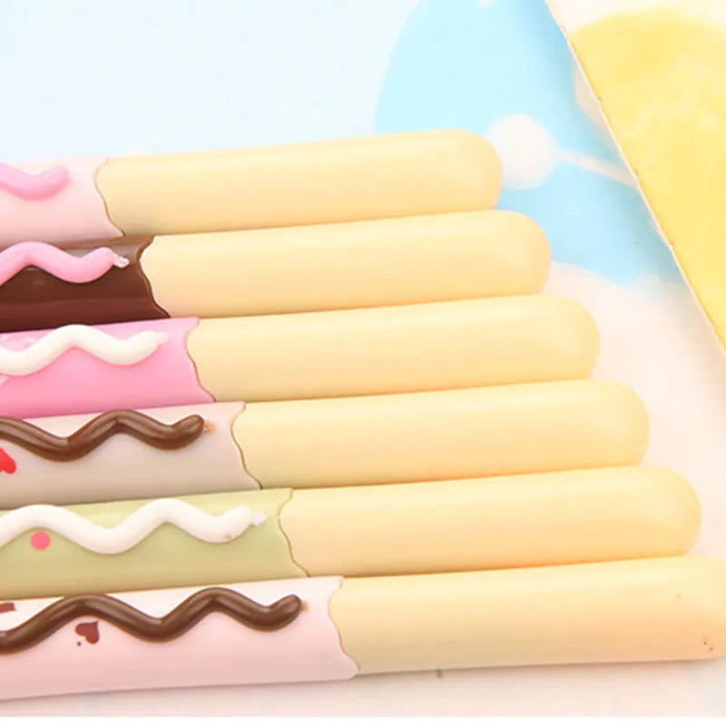 Realistic biscuit design plastic fountain pen with black gel ink and 0.38mm tip