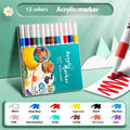 Set of multicoloured acrylic marker pens in a box, suitable for student painting and drawing