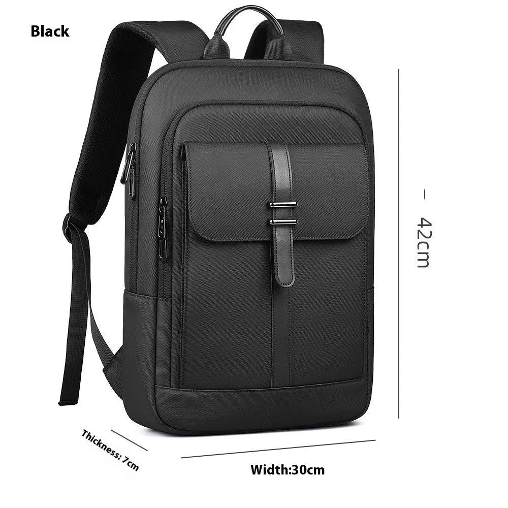 Black Oxford cloth business backpack with polyester lining for daily commuting