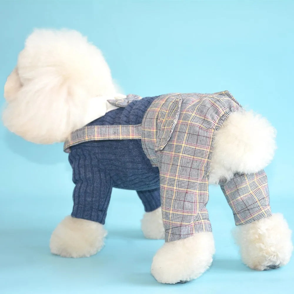 Cotton button-up dog shirt in dark blue or orange available in five sizes