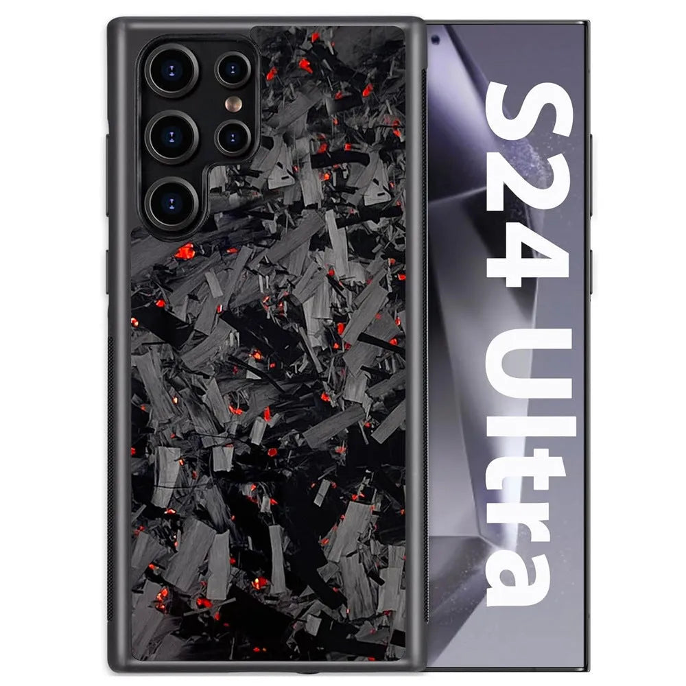 Carbon fibre magnetic phone case for Samsung Galaxy, shockproof cover in black, blue, purple or red.