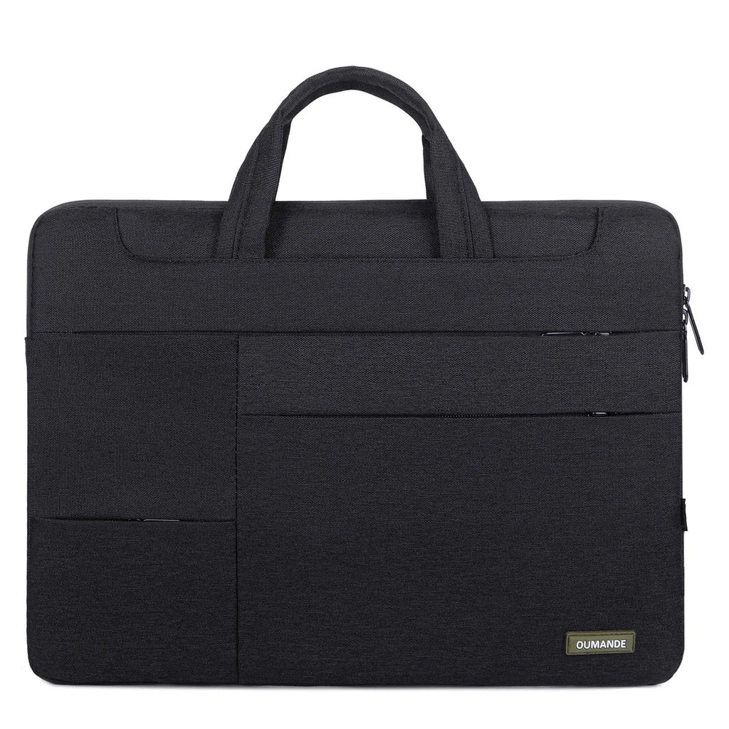 Waterproof Oxford cloth 15.6-inch laptop bag in dark grey with sewing line detail