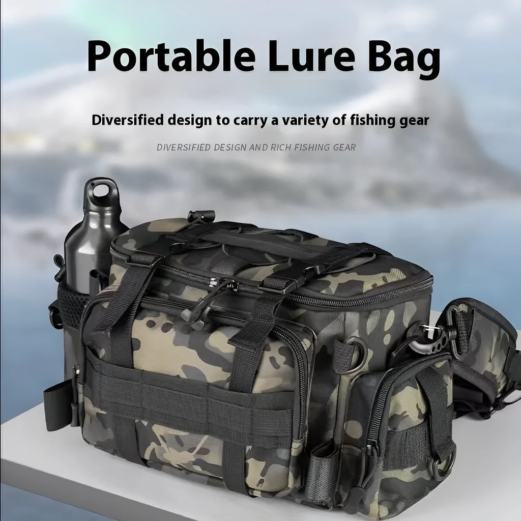 Luya crossbody multi functional fishing storage bag in Camouflage M colour made from Oxford cloth